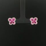 18k White Gold Pink Sapphire and 0.40cttw Diamond Butterfly Stud Earrings