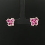 18k White Gold Pink Sapphire and 0.40cttw Diamond Butterfly Stud Earrings
