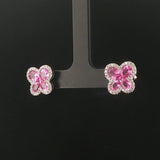 18k White Gold Pink Sapphire and 0.40cttw Diamond Butterfly Stud Earrings