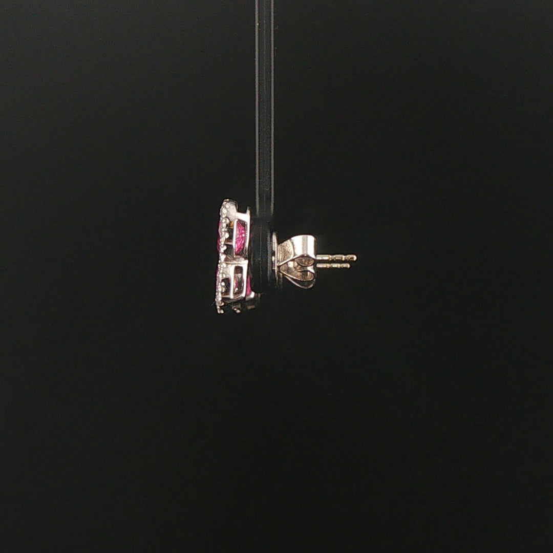 18k White Gold Pink Sapphire and 0.40cttw Diamond Butterfly Stud Earrings