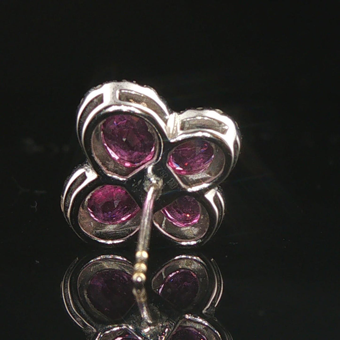18k White Gold Pink Sapphire and 0.40cttw Diamond Butterfly Stud Earrings