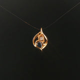 14k Yellow Gold Sapphire and Diamond Vintage Pendant