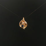 14k Yellow Gold Sapphire and Diamond Vintage Pendant