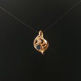 14k Yellow Gold Sapphire and Diamond Vintage Pendant