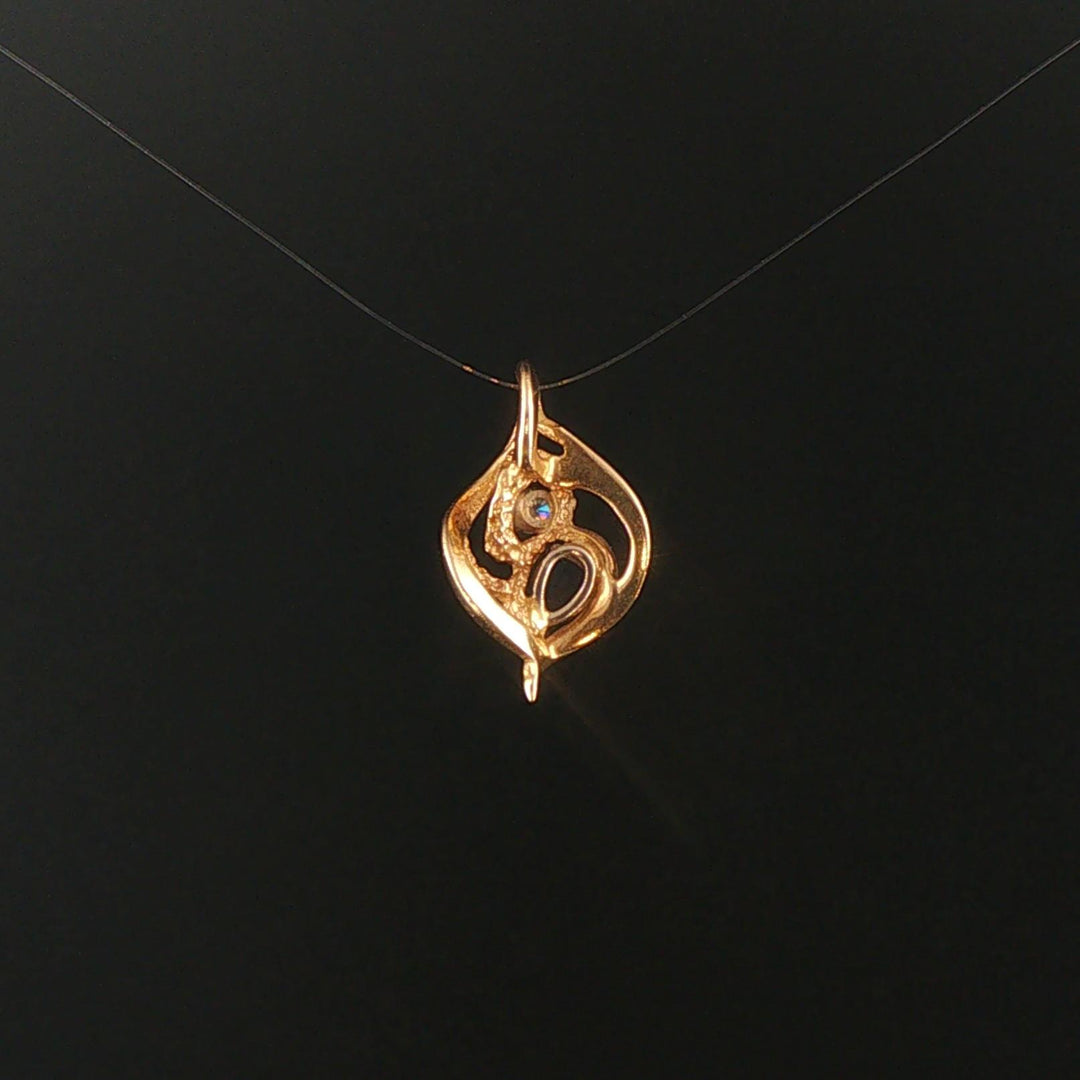 14k Yellow Gold Sapphire and Diamond Vintage Pendant