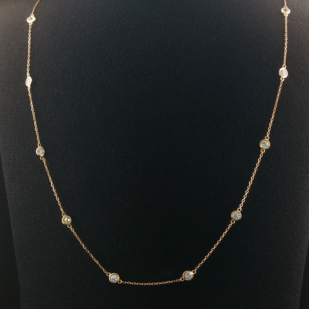 14k Yellow Gold and 2cttw Diamonds by the Yard Long Station Necklace 32"