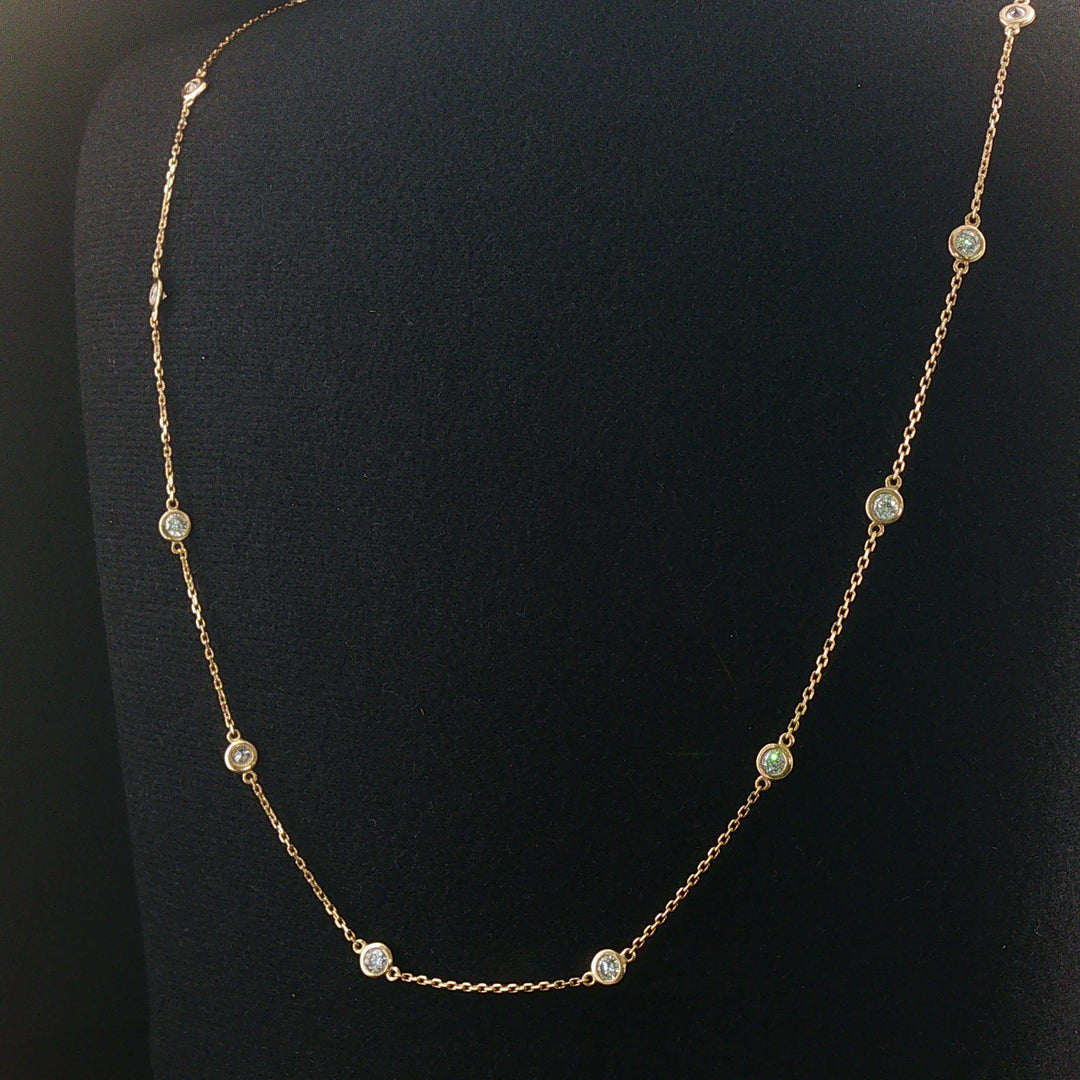 14k Yellow Gold and 2cttw Diamonds by the Yard Long Station Necklace 32"