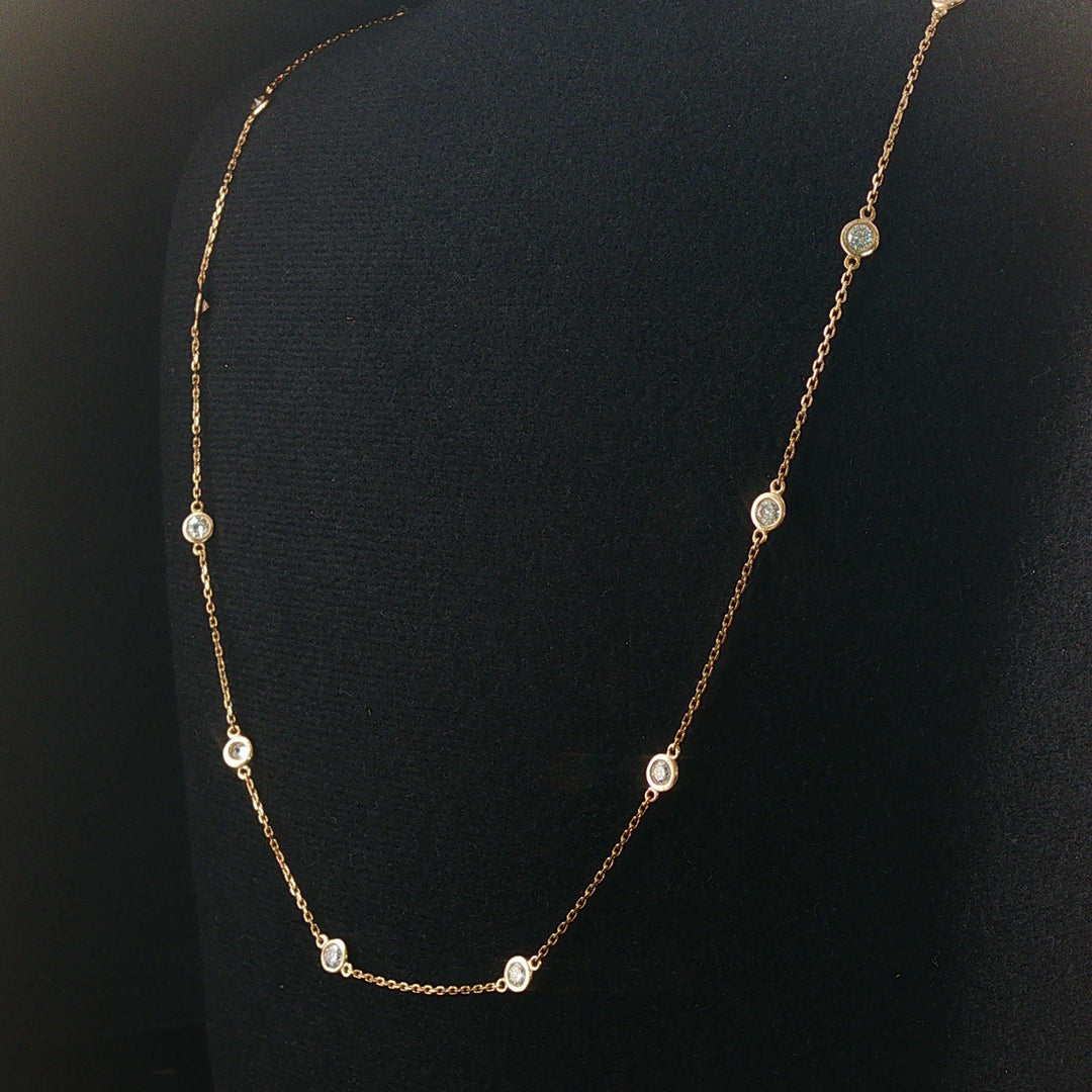 14k Yellow Gold and 2cttw Diamonds by the Yard Long Station Necklace 32"