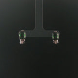 18k White Gold Green Tourmaline and Diamond Huggie Earrings