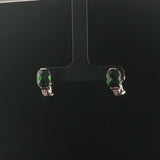 18k White Gold Green Tourmaline and Diamond Huggie Earrings