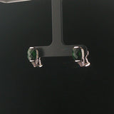 18k White Gold Green Tourmaline and Diamond Huggie Earrings