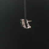 18k White Gold Green Tourmaline and Diamond Huggie Earrings