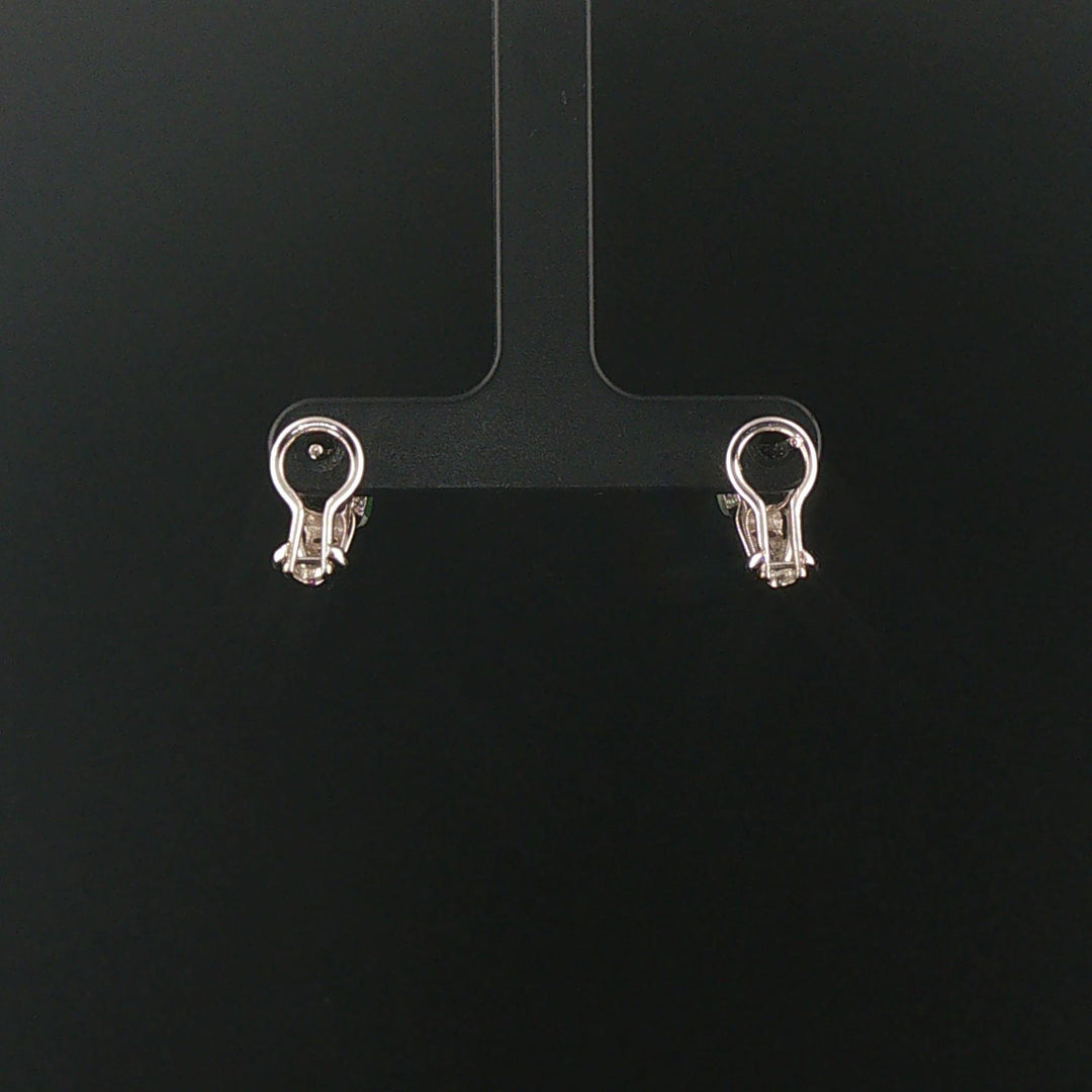 18k White Gold Green Tourmaline and Diamond Huggie Earrings