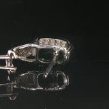 18k White Gold Green Tourmaline and Diamond Huggie Earrings