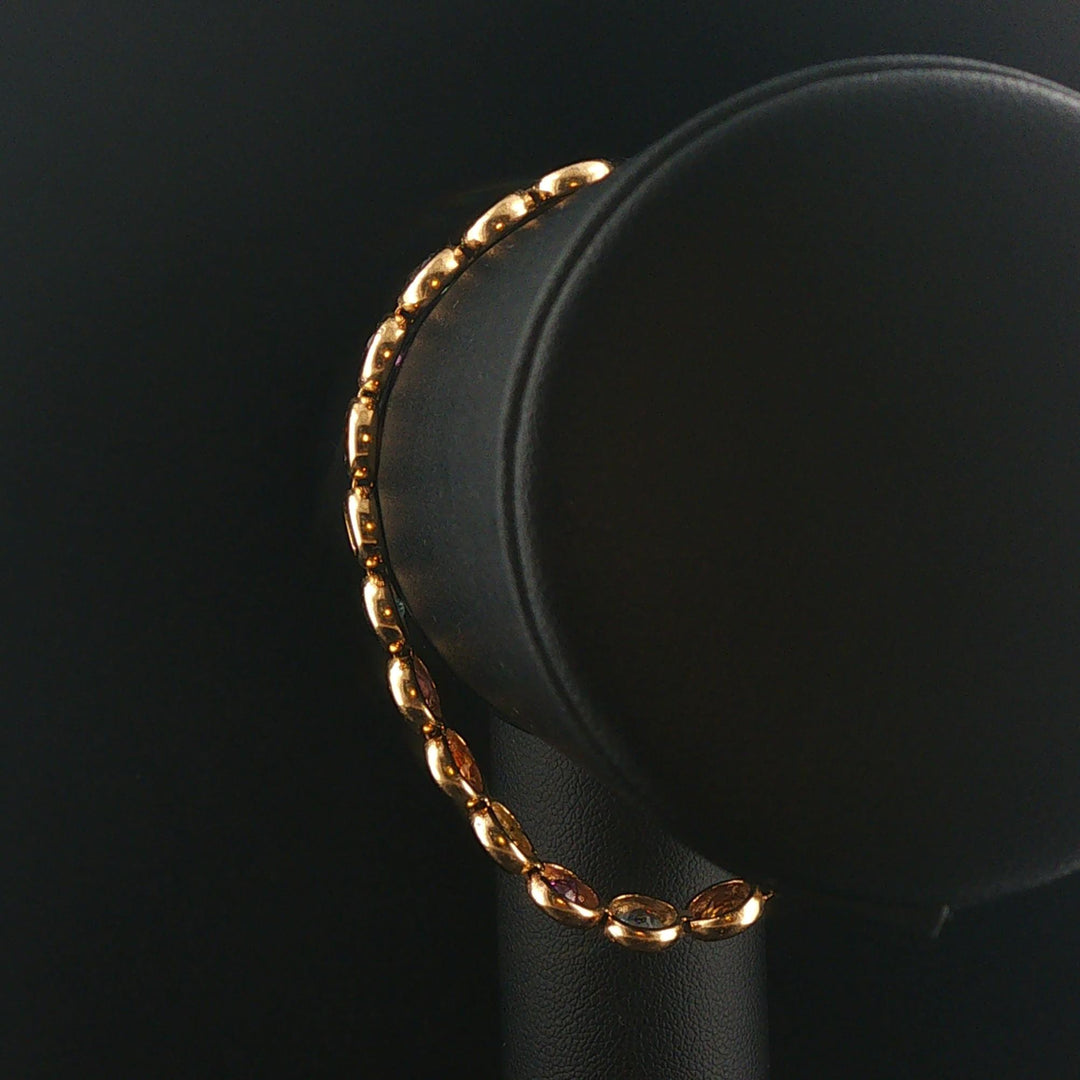 14k Yellow Gold 16.6g Bezel Set Multi Gemstone Circle Link Bracelet 7.25"
