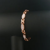 14k Rose Gold and Inlay Mother of Pearl XO Link Bracelet 7"