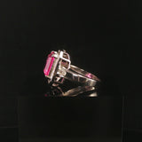 14k White Gold Pink Topaz and 0.30cttw Diamond Halo Ring Size 7