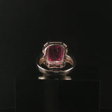 14k White Gold Pink Topaz and 0.30cttw Diamond Halo Ring Size 7