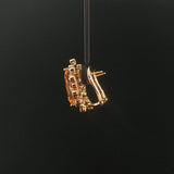 14k Yellow Gold Citrine and Diamond Halo Huggie Earrings