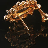 14k Yellow Gold Citrine and Diamond Halo Huggie Earrings