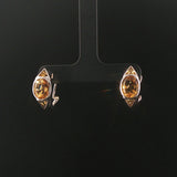 14k White Gold and Citrine 6g Solid Huggie Earrings