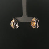 14k White Gold and Citrine 6g Solid Huggie Earrings