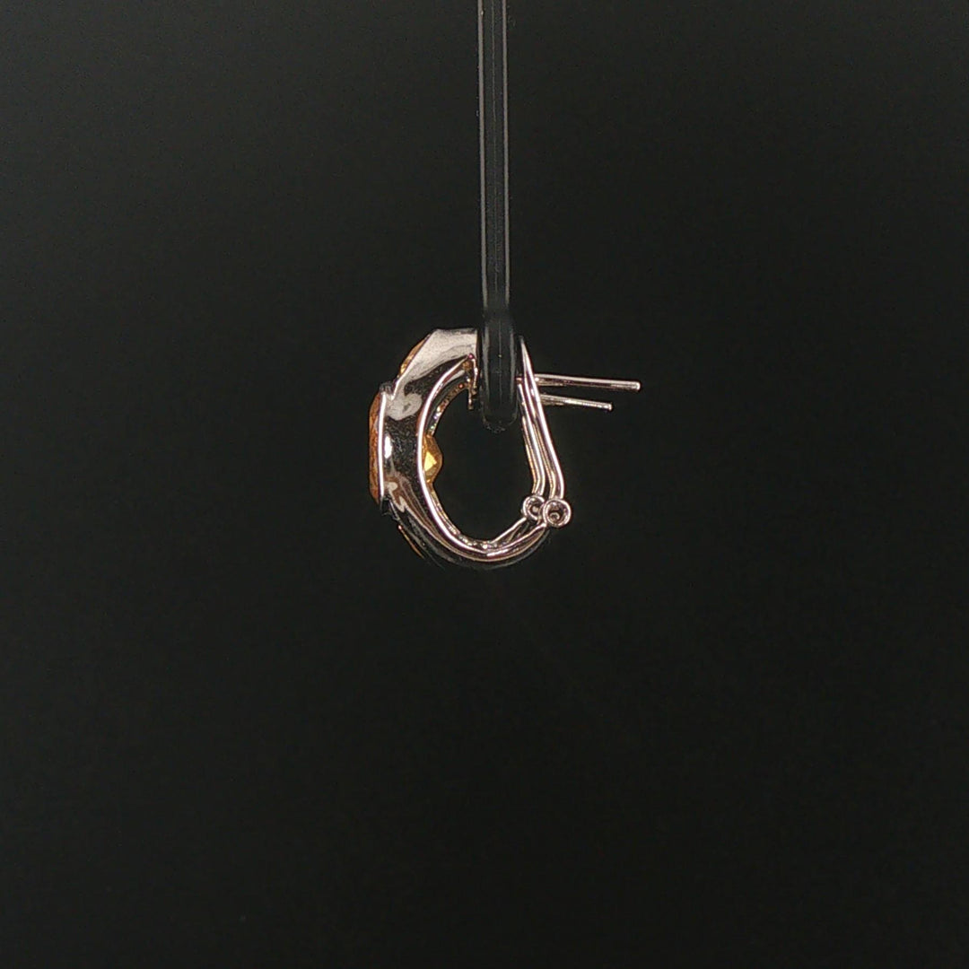 14k White Gold and Citrine 6g Solid Huggie Earrings