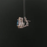 14k White and Yellow Gold Topaz and Diamond Square Stud Earrings