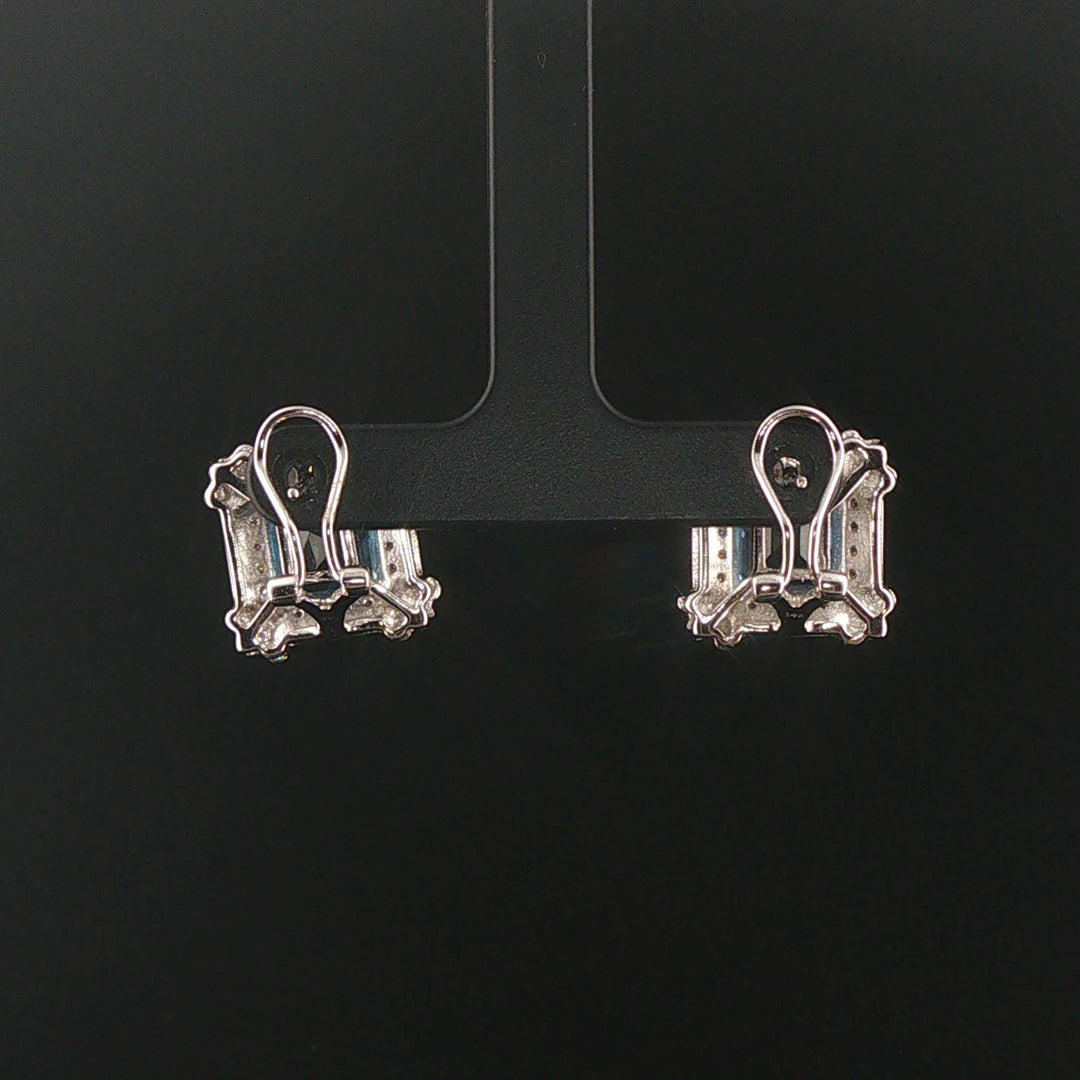 14k White and Yellow Gold Topaz and Diamond Square Stud Earrings