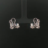 14k White and Yellow Gold Topaz and Diamond Square Stud Earrings