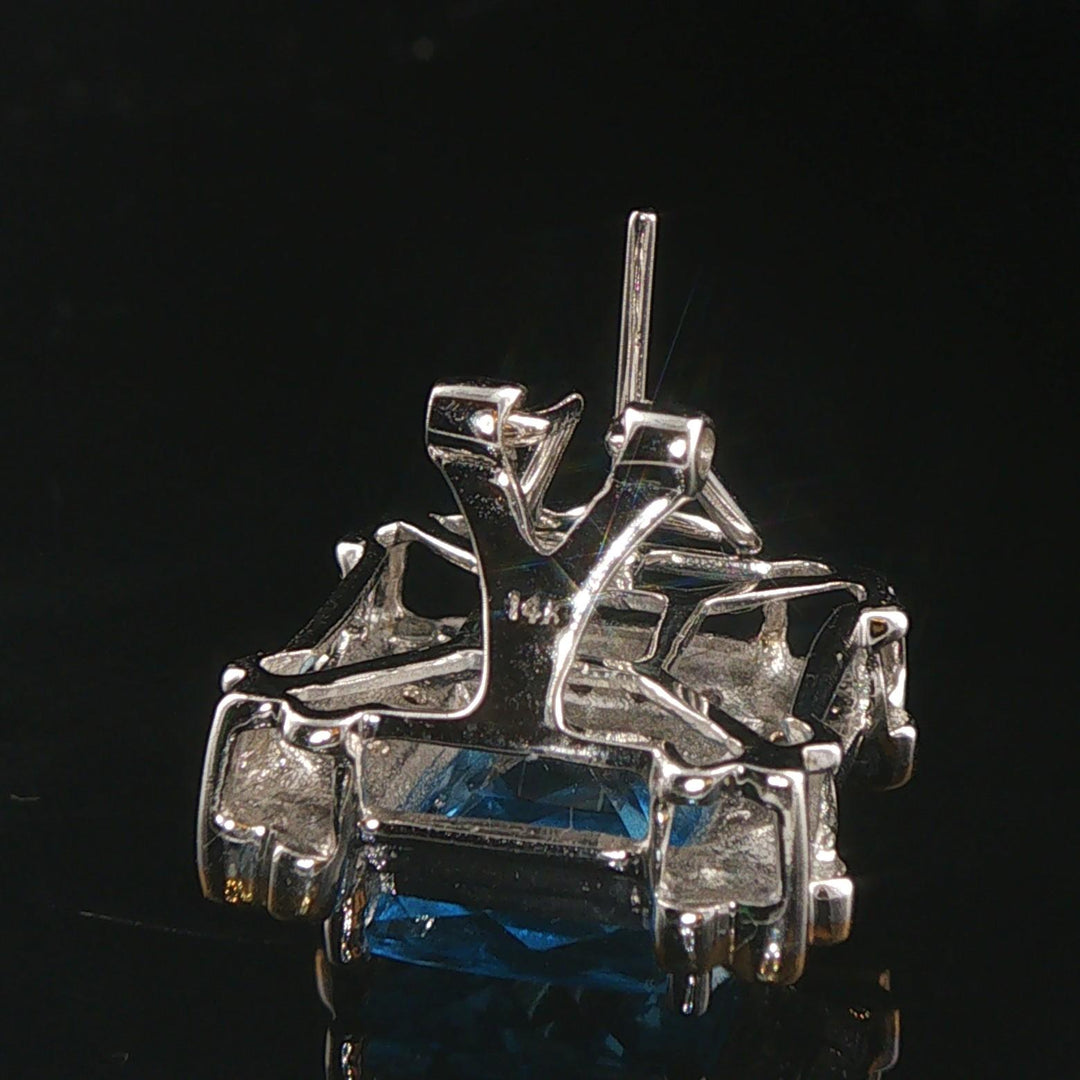 14k White and Yellow Gold Topaz and Diamond Square Stud Earrings