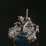 14k White and Yellow Gold Topaz and Diamond Square Stud Earrings