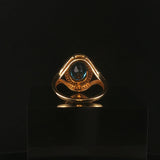 14k Yellow Gold Blue Topaz and Diamond Halo Ring Size 7