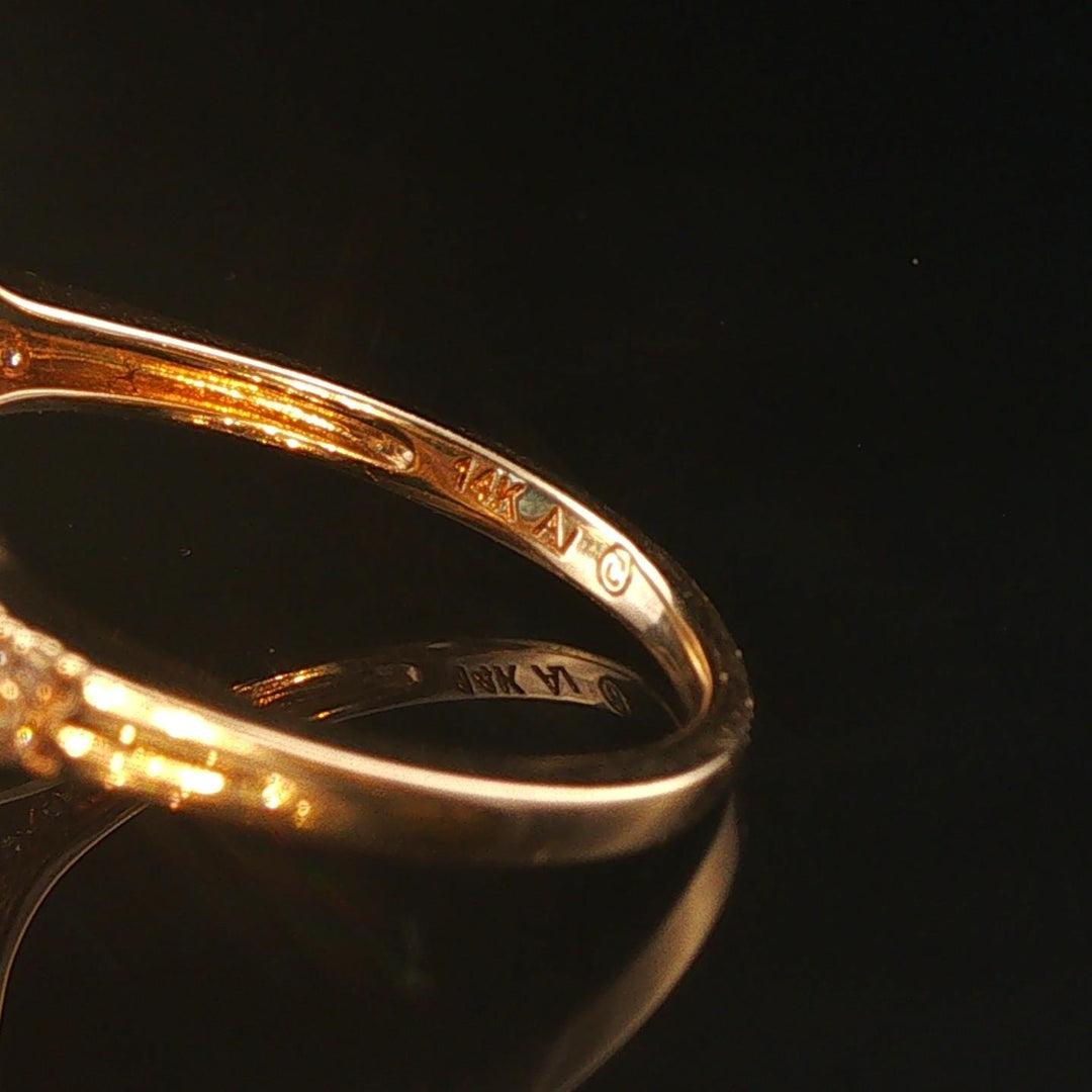 14k Yellow Gold Blue Topaz and Diamond Halo Ring Size 7