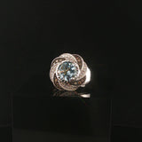 LeVian 18k White Gold 1.50ct Aquamarine and 0.50cttw Diamond Swirl Ring Size 7