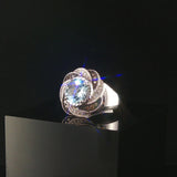LeVian 18k White Gold 1.50ct Aquamarine and 0.50cttw Diamond Swirl Ring Size 7