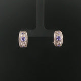 Effy 14k White Gold Tanzanite and 0.50cttw Diamond Huggie Earrings