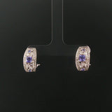 Effy 14k White Gold Tanzanite and 0.50cttw Diamond Huggie Earrings