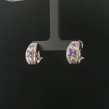 Effy 14k White Gold Tanzanite and 0.50cttw Diamond Huggie Earrings