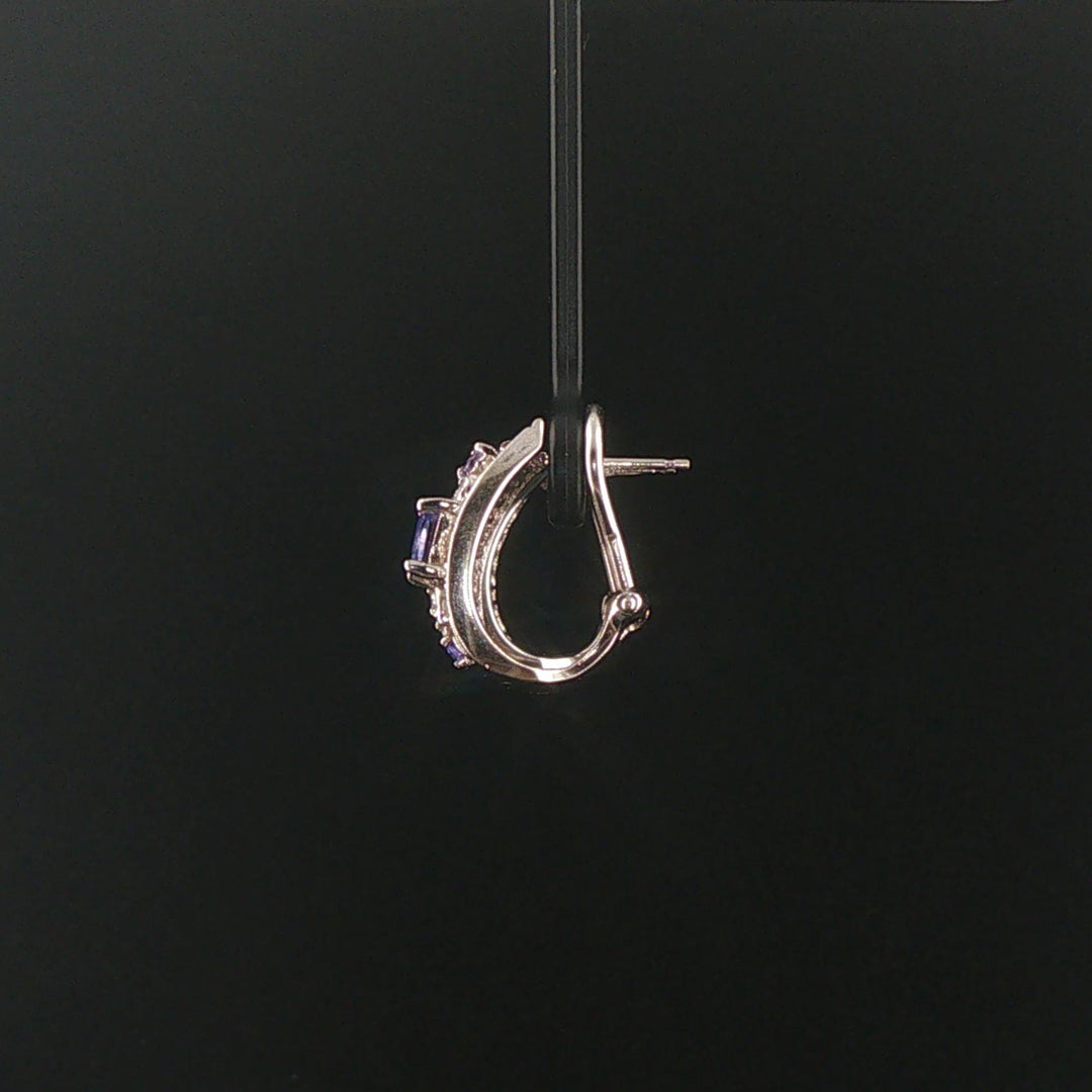 Effy 14k White Gold Tanzanite and 0.50cttw Diamond Huggie Earrings