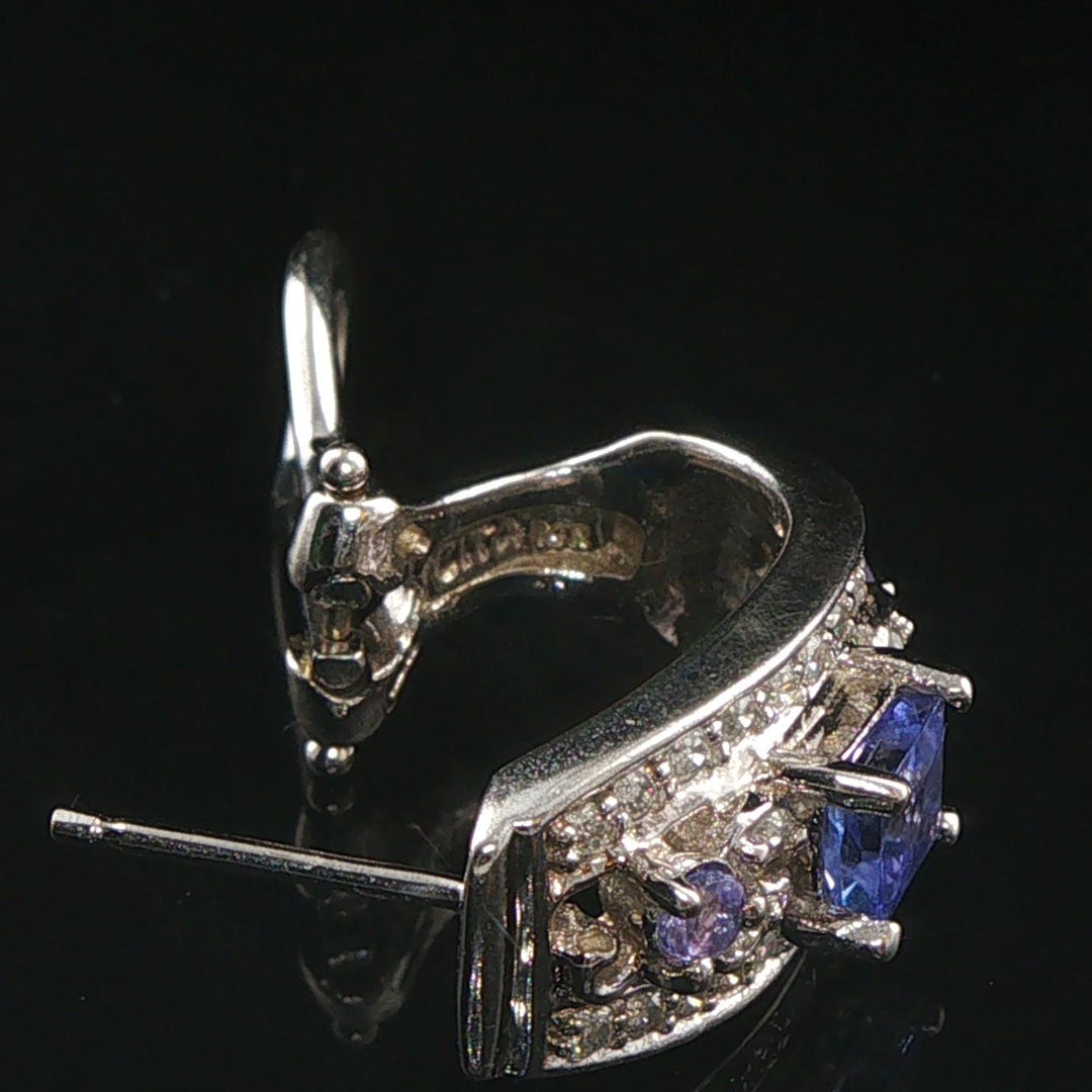 Effy 14k White Gold Tanzanite and 0.50cttw Diamond Huggie Earrings