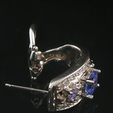 Effy 14k White Gold Tanzanite and 0.50cttw Diamond Huggie Earrings