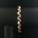 14k Yellow Gold and 2.50cttw Baguette Diamond Solid Wave Link Bracelet 7.25"