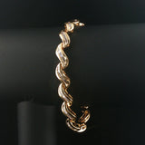 14k Yellow Gold and 2.50cttw Baguette Diamond Solid Wave Link Bracelet 7.25"