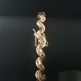 14k Yellow Gold and 2.50cttw Baguette Diamond Solid Wave Link Bracelet 7.25"