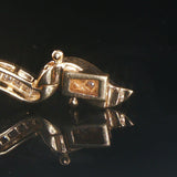 14k Yellow Gold and 2.50cttw Baguette Diamond Solid Wave Link Bracelet 7.25"
