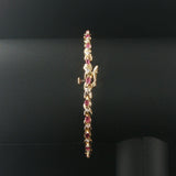 14k Yellow Gold Marquise Cut Rubies and Diamond X Link Bracelet 6.75"