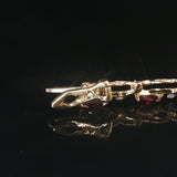 14k Yellow Gold Marquise Cut Rubies and Diamond X Link Bracelet 6.75"