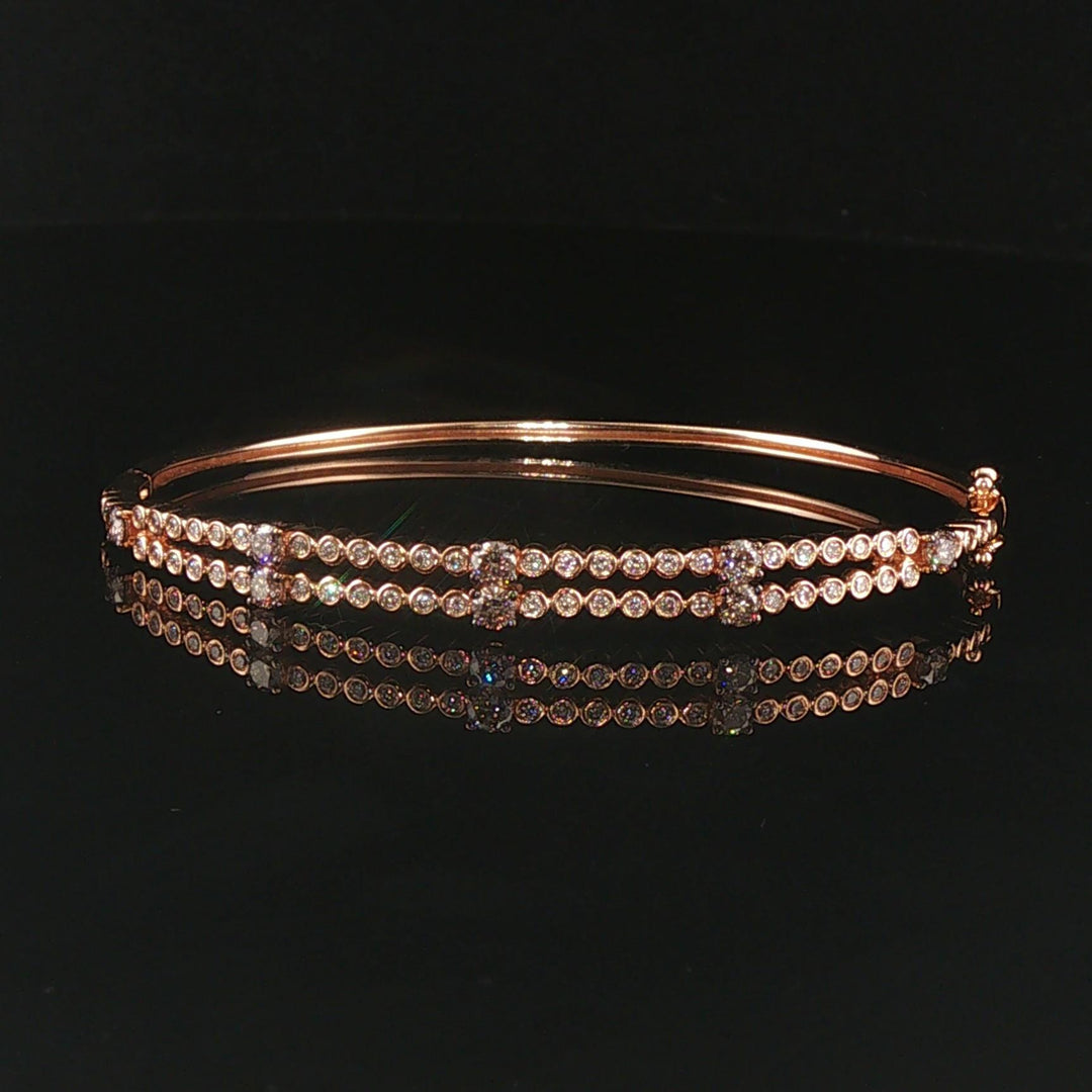 Levian 14k Rose Gold 0.92cttw Bezel Set Diamond Bangle Bracelet 6.75"