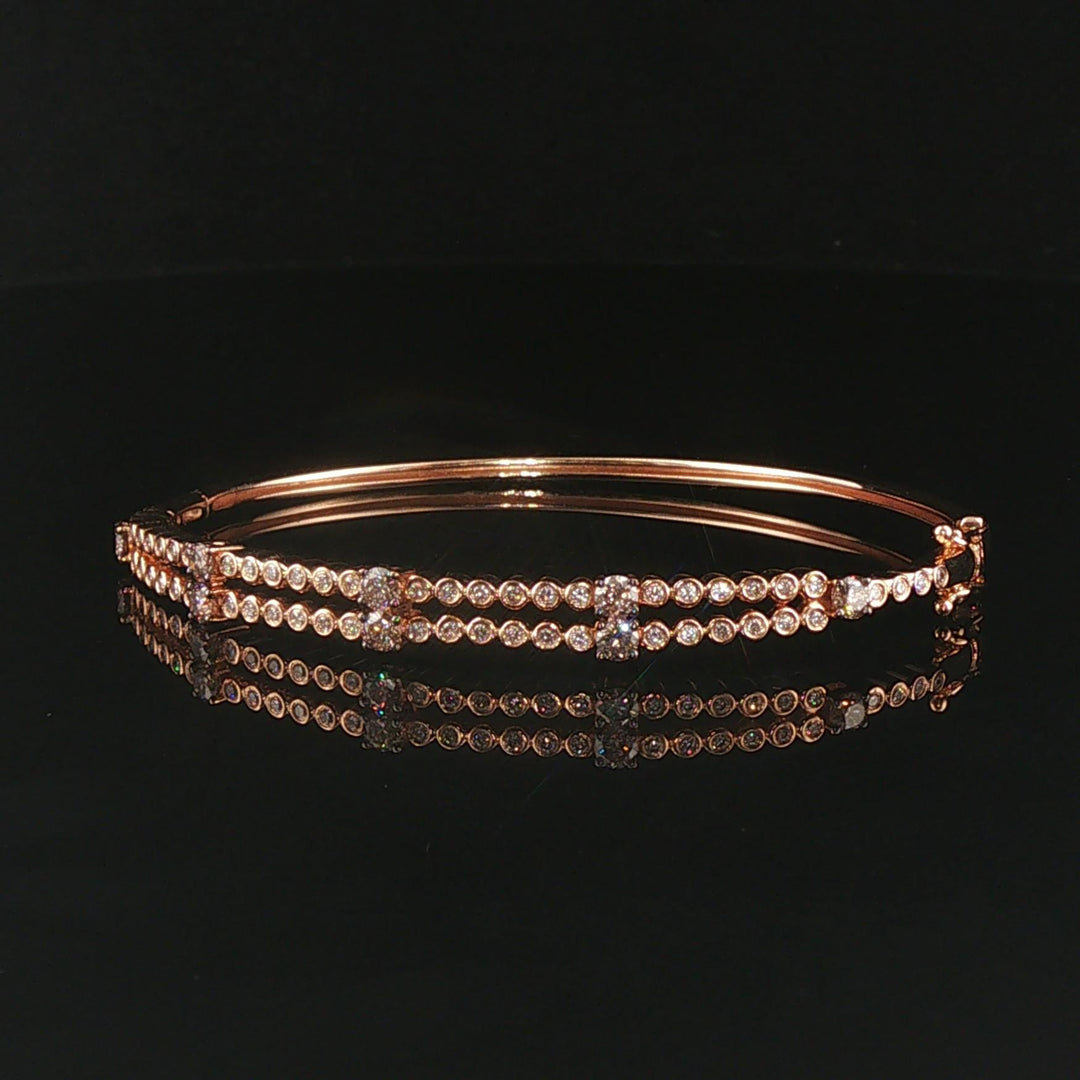 Levian 14k Rose Gold 0.92cttw Bezel Set Diamond Bangle Bracelet 6.75"